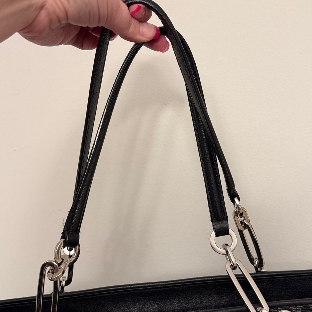 Coach Black and Charcoal Signature Tote with Silver Hardware - Picture 8 of 13